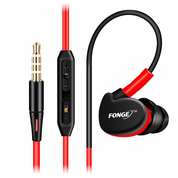 Red - 3.5 mm Stereo Earphones Sport Running Headset Super Bass Headset IPX5 Waterproof HIFI Handsfree Earbuds With Mic For Xiaomi
