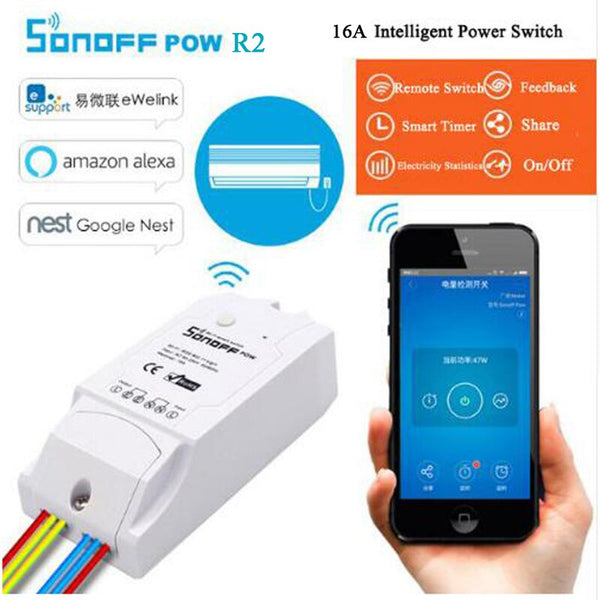 [variant_title] - Sonoff Pow R2, Itead Wireless WiFi Switch ON/Off 16A With Real Time Power Consumption Measurement Watt Meter Smart House IOT