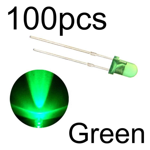 green 100pcs - MCIGICM 100pcs 5mm LED diode Light Assorted Kit DIY LEDs Set White Yellow Red Green Blue electronic diy kit Hot sale