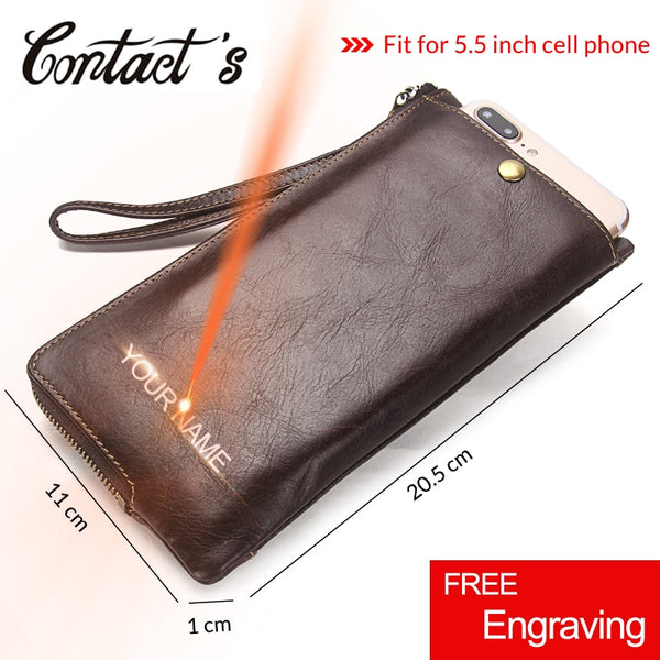 [variant_title] - 2019 Men Wallet Clutch Genuine Leather Brand Rfid  Wallet Male Organizer Cell Phone Clutch Bag Long Coin Purse Free Engrave