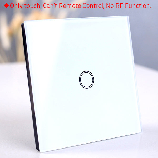 1 White only touch - Wireless Wall Light switch touch EU Standard Smart light Switch, 130-240V 1234 Gang Glass Panel Remote Control Touch wall Switch