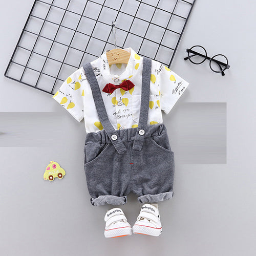 2 / 12M - 1 2 3 4 T birthday Baby boy child clothing set short sleeve shirt + bib suit for newborn baby boy summer clothes kid outfit sets