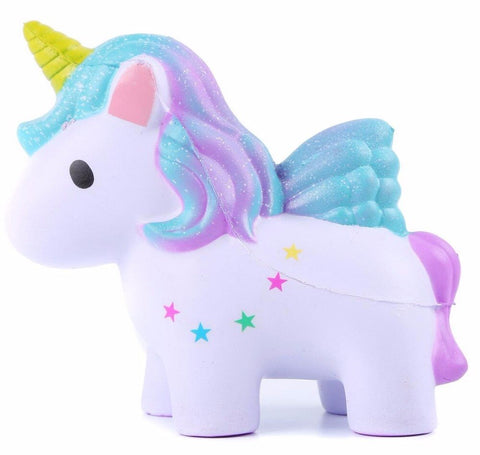 Default Title - 12.5cm Cartoon Mini Squishy Colorful single horned horse Slow Rising Phone Strap Decor Kids Gift Soft Toy For Christmas gift