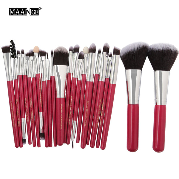 red silver-22pcs - MAANGE 20/22Pcs Beauty Makeup Brushes Set Cosmetic Foundation Powder Blush Eye Shadow Lip Blend Make Up Brush Tool Kit Maquiagem