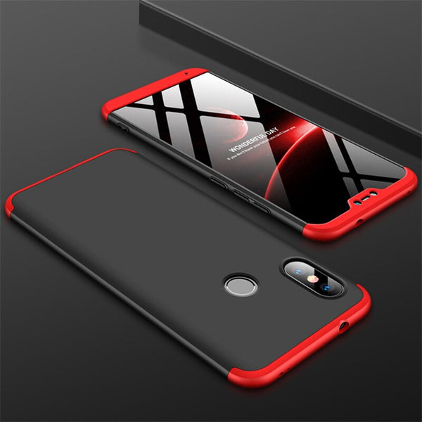 Black and Red / Xiaomi Mi A1 / Case & Screen Protector - 3-in-1 Protect Case 360 Xiaomi Mi A2 lite Mi A2 A1 Phone Case Hard Plastic Xiaomi Mi A1 A2 Cover Tempered Glass Case Fully Cover