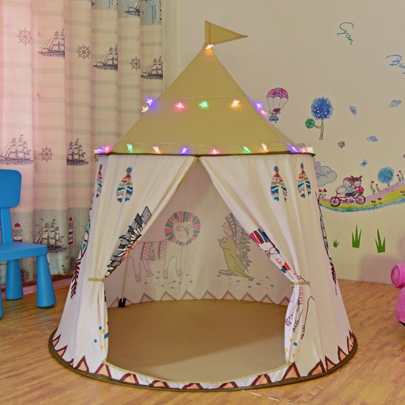 Colored lights - Little Lion Castle Indian Tent Indoor and Outdoor Baby Toy Children's Tent Game House for baby gifts