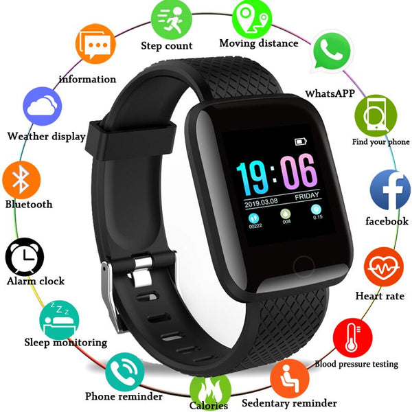 [variant_title] - Smart Watch Men Blood Pressure Heart Rate Monitor Milanese Stainless Steel Smart Wristband Sport Fitness tracker Smart watch+Box