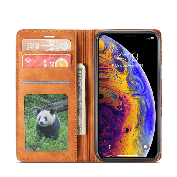 [variant_title] - luxury Leather wallet Phone Case For iPhone 6 6S 7 8 Plus XR X XS Max Case Magnetic Card slot Flip Stand Cover Coque Funda etui