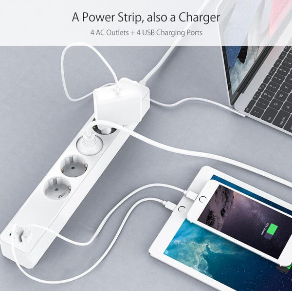 [variant_title] - Tuya smart WIFI power strip EU standard with 4 plug and 4 USB port compatible with Amazon Alexa and Google Nest