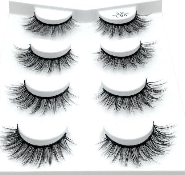L08 - HBZGTLAD 4 pairs natural false eyelashes fake lashes long makeup 3d mink lashes eyelash extension mink eyelashes for beauty
