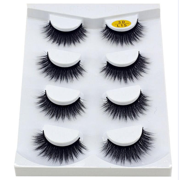 L15 - HBZGTLAD 4 pairs natural false eyelashes fake lashes long makeup 3d mink lashes eyelash extension mink eyelashes for beauty