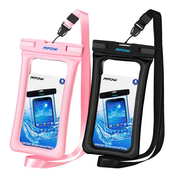 2pcs Black Pink - Mpow IPX8 Waterproof Bag Case Universal 6.5 inch Mobile Phone Bag Swim Case Take Photo Under water For iPhone Xs Samsung Huawei