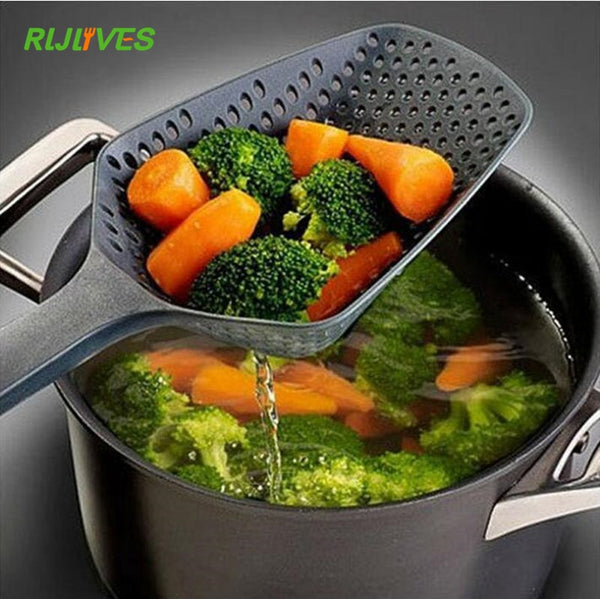 Default Title - RLJLIVES 1Pc Black  Cooking Shovels Vegetable Strainer Scoop Nylon Spoon Large Colander Soup Filter Kitchen Tools