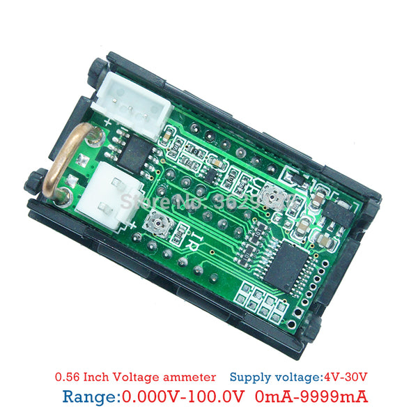 [variant_title] - 0.28inch LED Digital Voltmeter Ammeter 2 Wires DC 0-100V 0-10A Four Digits Voltage Current Meter Ampere Panel