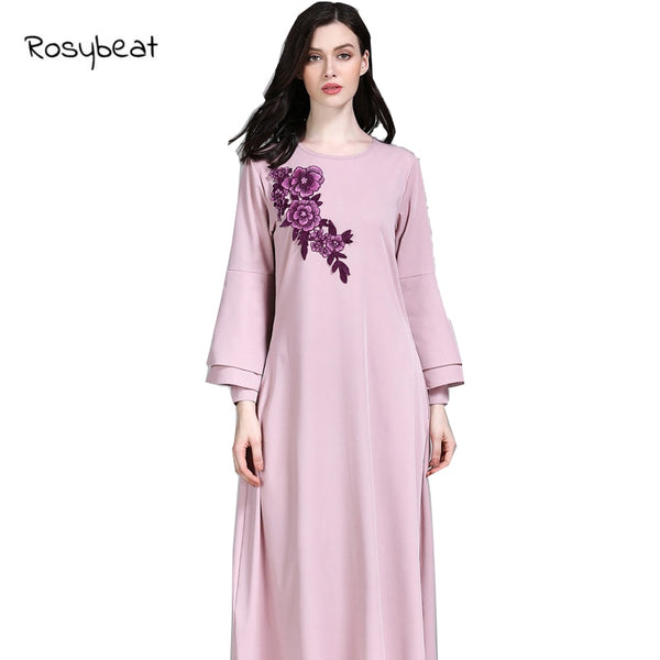 [variant_title] - Women Muslim Dresses 2Xl Plus Size Abaya Casual Floral Islamic Clothing Ladies Middle East Big Size Long Robes Office Lady 2019