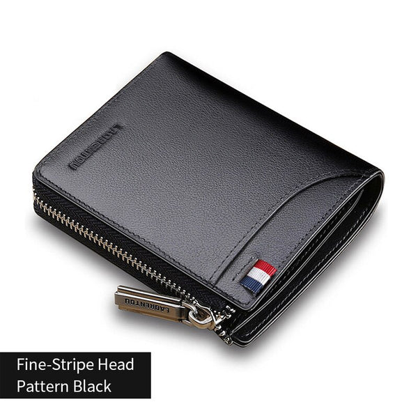 330J005L5A - LAORENTOU Men Wallet Genuine Leather Card Holder Man Luxury Short Wallet Purse Zipper Wallets Casual Standard Wallets for Women