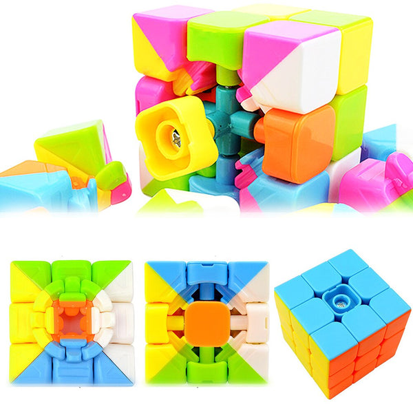 [variant_title] - 3*3*3 Magic Cube Puzzle Toy for Children Kids Speed Cube 3x3x3 on 3 Mirror Cube & Holder Qiyi Speed Cubs Megico Keychain Keyring