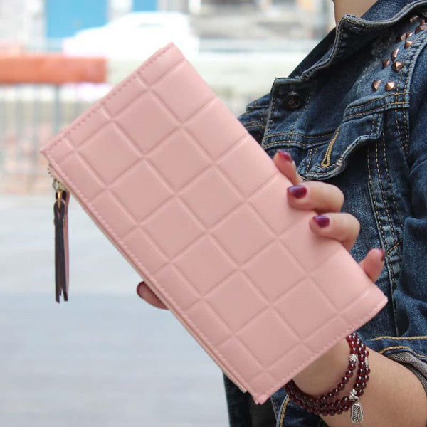 Pink - 2019 New Fashion Long Pu Women Wallet Clutch Women's Purse Best Phone Wallet Female Case Phone Pocket Carteira Femme