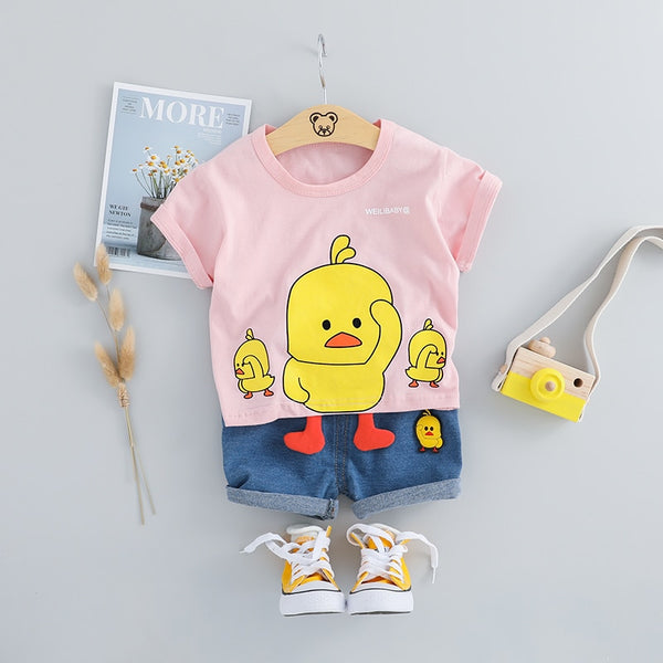 Pink / 12M - HYLKIDHUOSE 2019 Summer Toddler Infant Clothing Sets Baby Girls Boys Clothes Suits T Shirt Shorts Kids Children Casual Costume