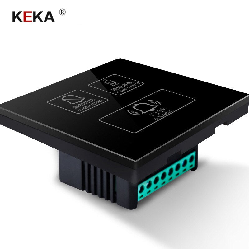 Black / 220V - KEKA Hotel Switch smart wall touch switch 3 Gang Do not disturb,Clean up,doorbell switch  Crystal Glass Panel AC220-250V