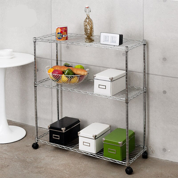 [variant_title] - Stainless steel movable shelves  Household kitchen storage shelves 3 layers Bathroom Shelves