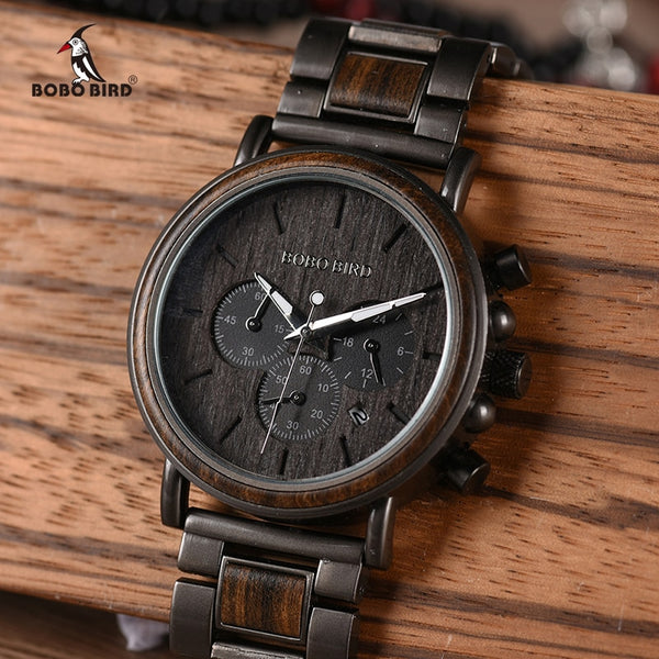 Default Title - BOBO BIRD Wood Men Watch Relogio Masculino Top Brand Luxury Stylish Chronograph Military Watches Timepieces in Wooden Gift Box