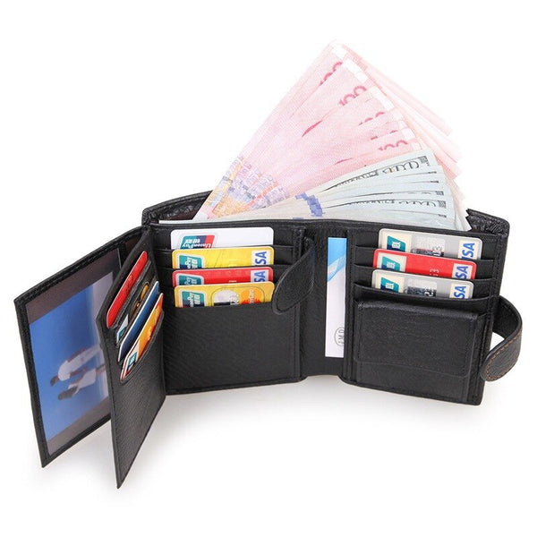 [variant_title] - Vintage Men's Short Wallet Men Genuine Leather Clutch Wallets Purses First Layer Real Leather Multi-Card Bit Retro Card Holder