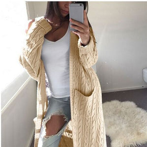 Women Long Cardigan Sweater Top Long Sleeve loose knitting cardigan sweater Women Knitted Female Cardigan pull femme