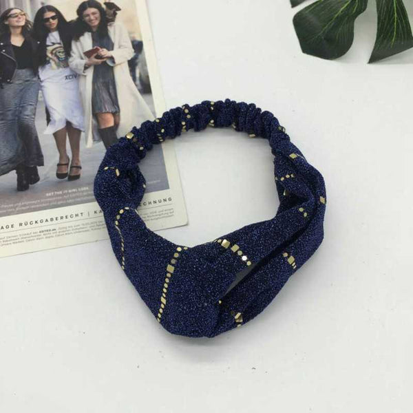 style 3 nave blue - Cotton Women Headband Turban Solid Color Girls Knot Hairband Hair Accessories Twisted Ladies Makeup Elastic Hair Bands Headwrap