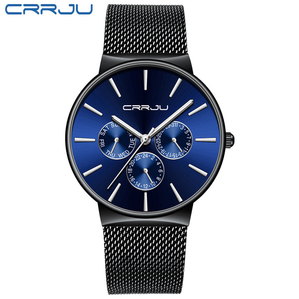 [variant_title] - reloj hombre 2019 CRRJU Top Brand Luxury Men Watches Waterproof Ultra Thin Date Wrist Watch Male Mesh Strap Casual Quartz Clock