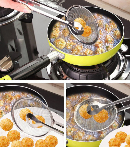 [variant_title] - New Multi-functional Filter Spoon With Clip Food Kitchen Oil-Frying BBQ Filter Stainless Steel Clamp Strainer Kitchen Tools