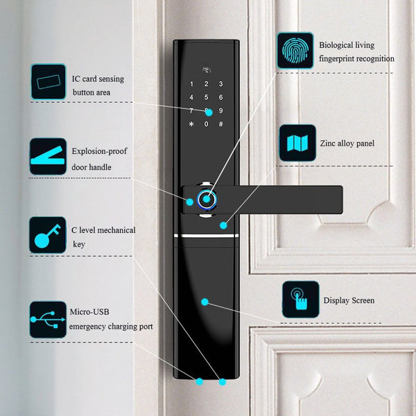 [variant_title] - Smart Fingerprint Door Lock  Security  Intelligent Lock  Biometric Electronic Wifi Door Lock With Bluetooth APP Unlock