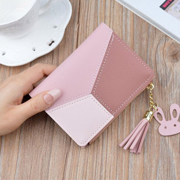 [variant_title] - Geometric Women Clutch Pink Wallets Phone Pocket Purse Card Holder Patchwork Women Long Wallet Lady Fashion Short Coin Burse
