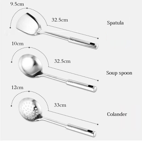 [variant_title] - 6pcs Stainless Steel Kitchen Utensil Set Spatula Spoon Frying Shovel Colander Noodle Spaghetti Spoon Kitchen Cooking Tools