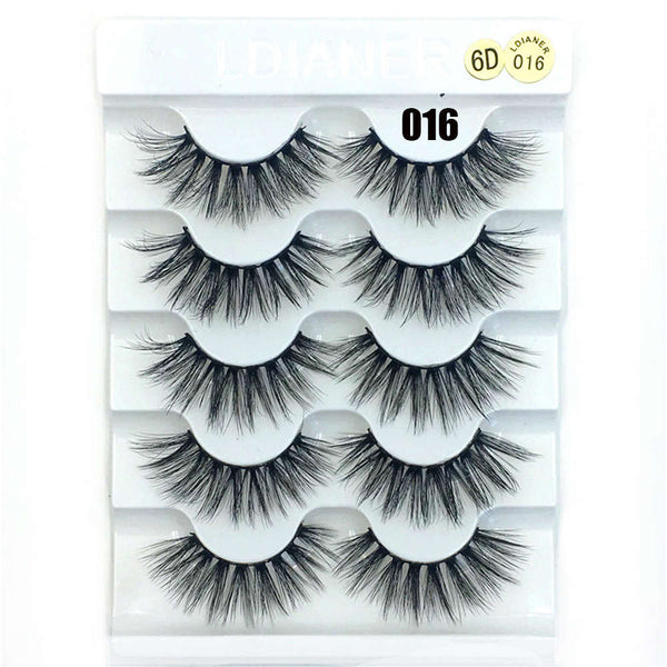 31-3 / 13mm - 5 Pairs 2 Styles 3D Faux Mink Hair Soft False Eyelashes Fluffy Wispy Thick Lashes Handmade Soft Eye Makeup Extension Tools