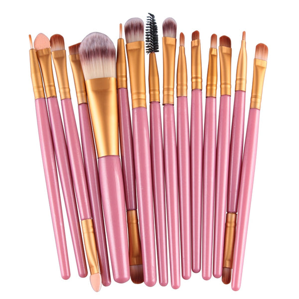 FJ - MAANGE Pro 15Pcs Makeup Brushes Set Eye Shadow Foundation Powder Eyeliner Eyelash Lip Make Up Brush Cosmetic Beauty Tool Kit Hot