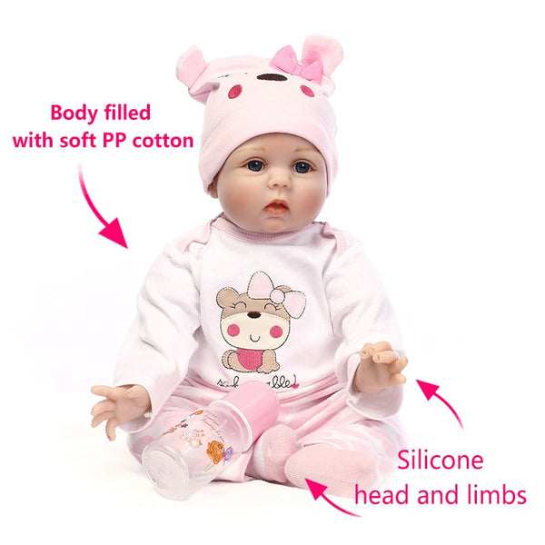 [variant_title] - NPK 55cm Baby Silicone Dolls Reborn Dolls Vinyl Simulation Dolls Handmade Reborn Baby Cotton Toy Toddler Soft Dolls Toys for Kid