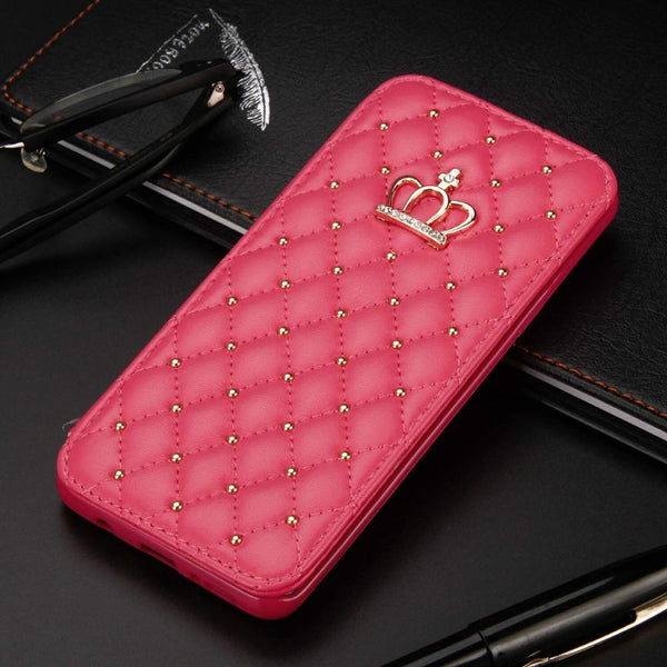 Rose red / for Galaxy S10 Lite - Glitter Crown For Samsung Galaxy S6 S7 Edge S8 S9 S10 Lite Plus Diamond Wallet Leather Case Flip Stand Cover Mobile Phone Bag