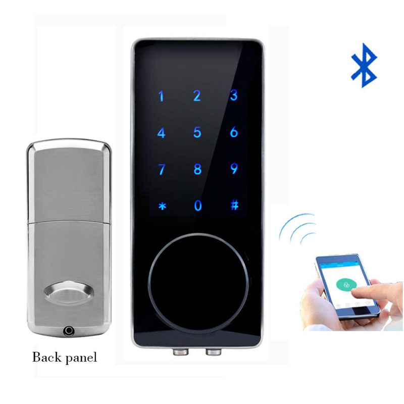 Default Title - Hot Silver Zinc Alloy Home Smart Bluetooth Electronic Press Screen Code Password Lock Deadbolt Door Lock Unlock By App Code Ke