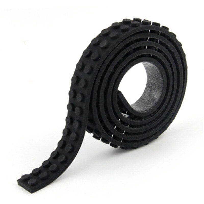 Black - 100CM 2X115 Dots Building Blocks Tape Strip Base Toy Bendable Flexible Soft Plastic Loops Adhesive Tape Fit Legoed Small Bricks