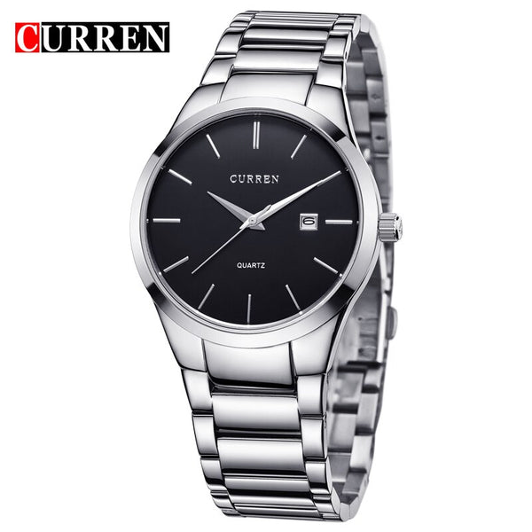 silver black - relogio masculino CURREN Luxury Brand  Analog sports Wristwatch  Display Date Men's Quartz Watch Business Watch Men Watch 8106