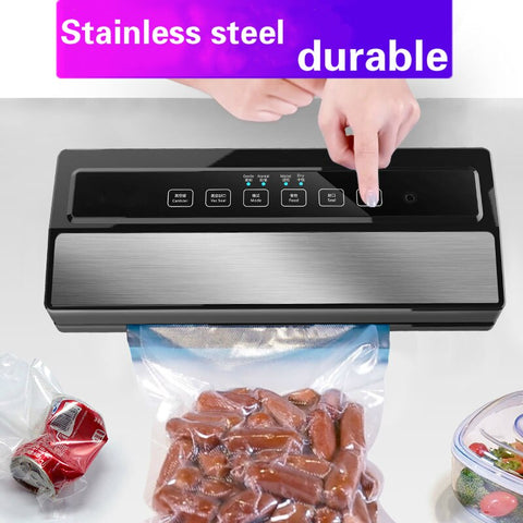 [variant_title] - Food Vacuum Sealer Fully Automatic Portable 220V 110W Household Food Wet Dry Packaging Machine Sealing send 5Pcs Bags