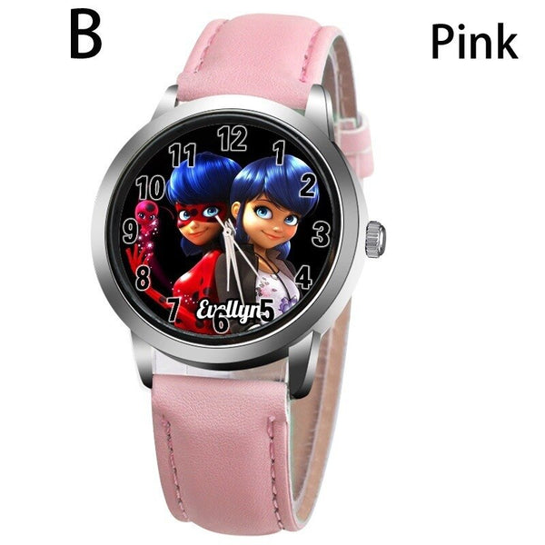 B-PINK - New arrive Miraculous Ladybug Watches Children Kids gift Watch Casual Quartz Wristwatch fashion leather watch Relogio Relojes