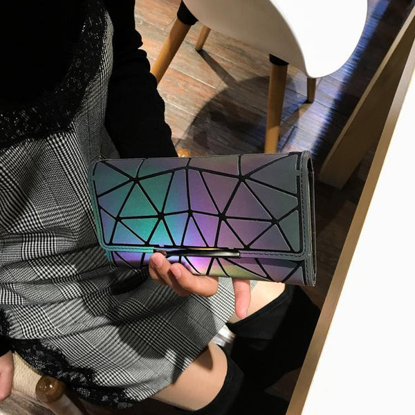 [variant_title] - Aliwood 2018 Hot Brand Bao Wallet Women Clutch Ladies Cards bag Fashion Geometric Female bags Noctilucent luminous Long Purse