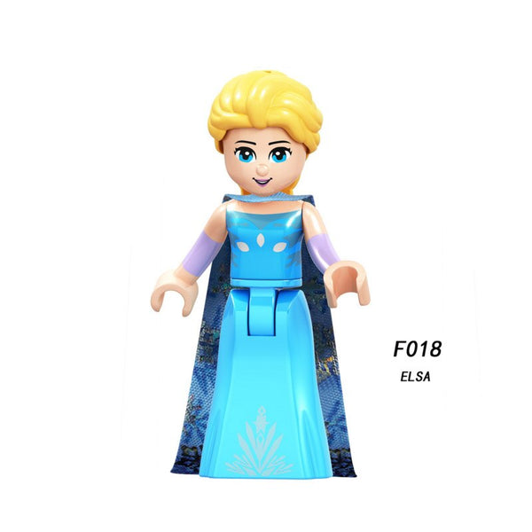 F018 elsa - Snow White Fairy Tale Princess Girl anna elsa beast cinderella maleficent Friends Building Blocks Toy kid gift Compatible Legoed