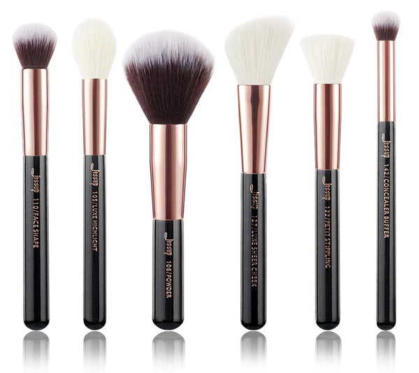 T164(6PCS) - Jessup Rose Gold / Black Makeup brushes set Beauty Foundation Powder Eyeshadow Make up Brush 6pcs/8pcs/10pcs/15pcs/20pcs/25pcs