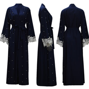 [variant_title] - Ladies Abaya Dubai Muslim Fashion Dress Lace Long Sleeve Kaftan Ramadan Eid Islamic Clothing Abayas for Women Robes S-2XL