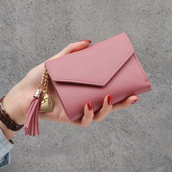 New-Dark pink - New Money Small Wallet Women Casual Solid Wallet Fashion Female Short Mini All-match Korean Students Love Small Wallet