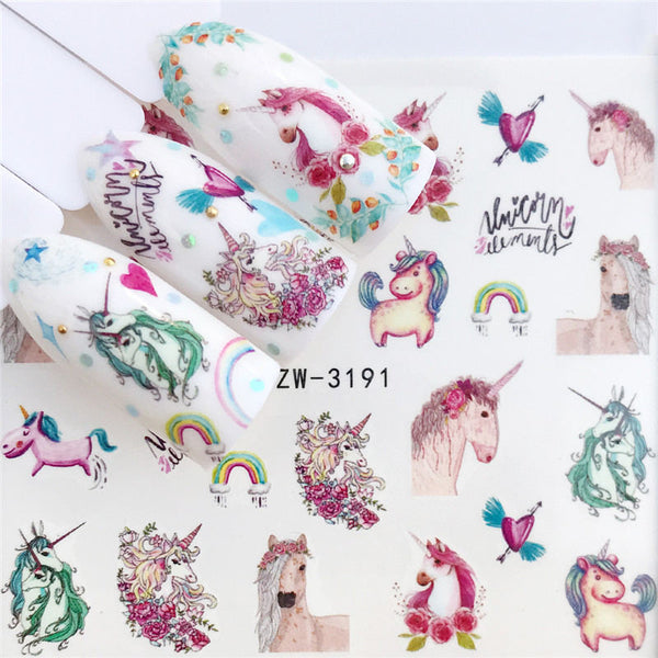 YZW-3191 - YZWLE Flower Series  Nail Art Water Transfer Stickers Full Wraps Deer/Lavender Nail Tips DIY