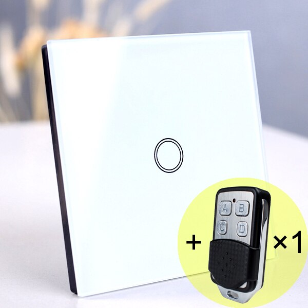 1 gang White Remote - EU/UK Standard Touch Switch, Wall Light Touch Screen Switch, wireless Remote control Wall touch switch , 2 gang gray AC130~250V